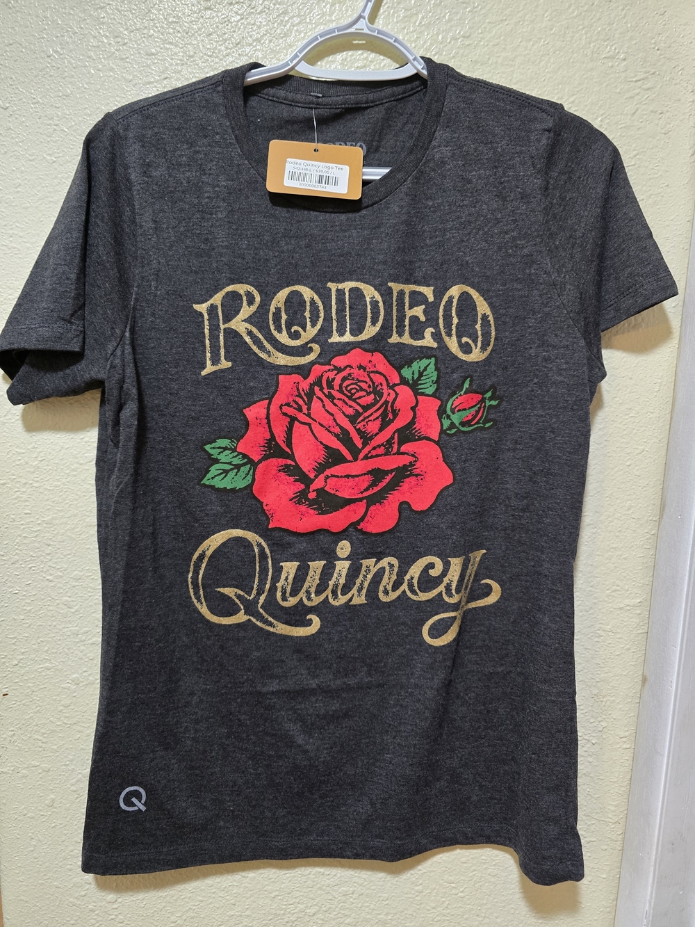 Rodeo Quincy New Release Charcoal Graphic Tee with Red Rose